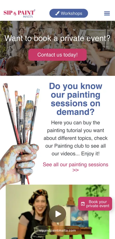 Web de Sip & Paint Malta