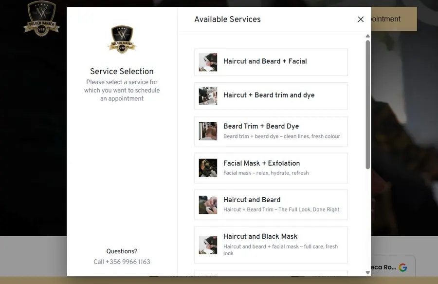 Web de Golden Barber VIP
